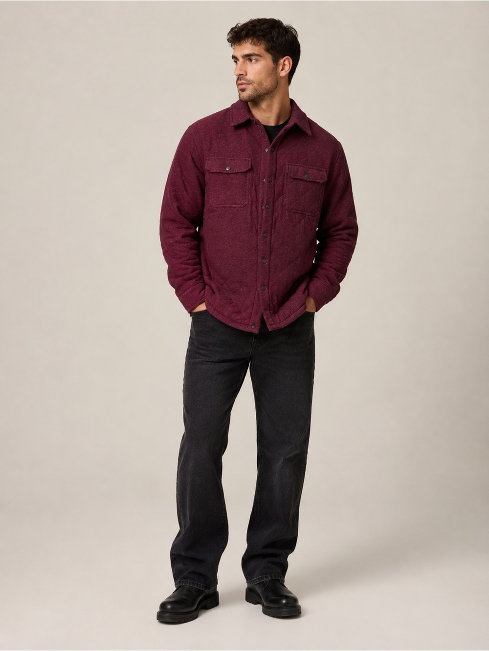 Banana Republic Men’s Quilted Coat in Burgundy- size XL winter jacket classy